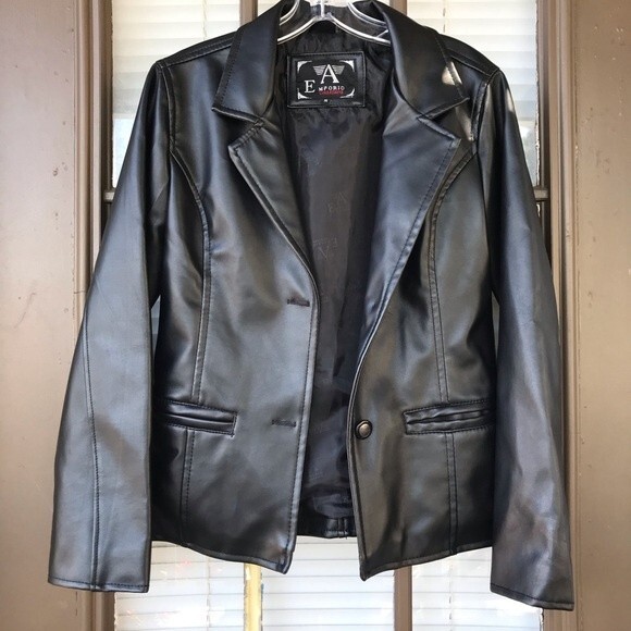 Emporio Armani Collezione Faux Leather Button Up Jacket- Medium- NWOTs! - Picture 7 of 10